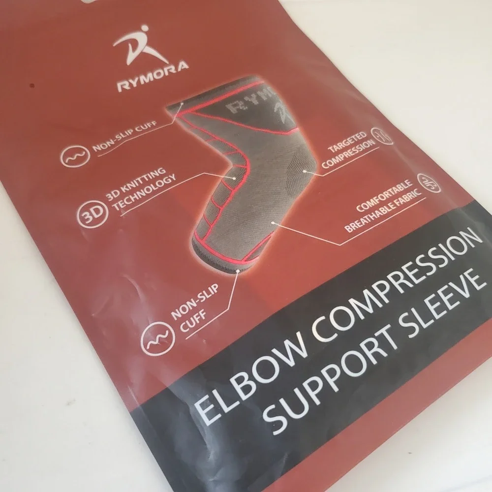 Rymora Elbow Compression Support Sleeve Small Grey Red Arthritis B07Z83RHMB